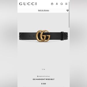 Gucci Black Leather Belt with Gold GG Buckle